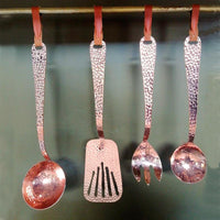 Set of 4 Copper Serving Tools, 13.9" Kitchen Utensils
