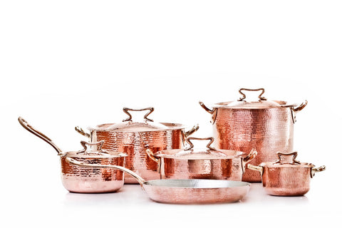 Copper Cookware Set of 11 with standard lid by Amoretti Brothers Handmade Luxury for the Kitchen