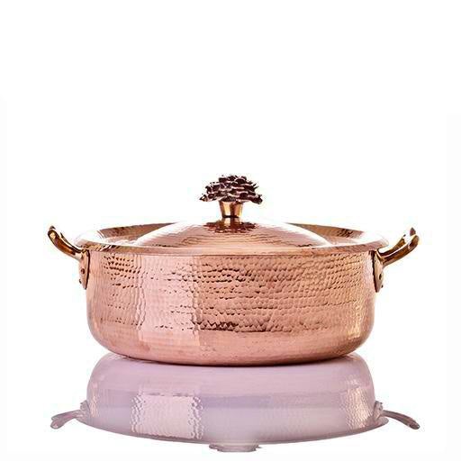 7.8 qt Copper Copper Rondeau with Flower Lid - Amoretti Brothers