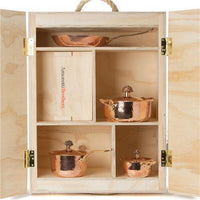 Luxury copper cookware set amoretti brothers in a wooden box