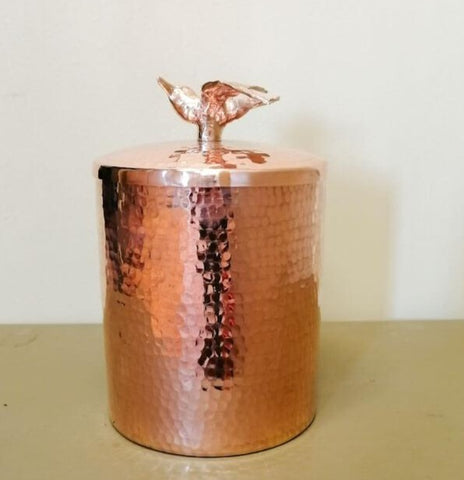 Copper Canister with Bird Knob - Large - canister