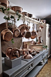 This gorgeous set of copper cookware is just the functional yet attractive equipment your kitchen is missing. Our Standard Set of 11 pieces is expertly wrought by skilled copper artisans. Each piece of cookware is made of hand-hammered copper, giving it the strength and beauty unique to Amoretti Brothers’ copper cookware.