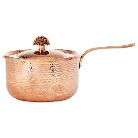 Hammered copper sauce pan 2.8 qt - luxury copper cookware