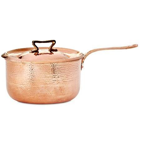 Amoretti Brothers Hammered Copper Saucepan 2.8 qt - Luxury Cookware
